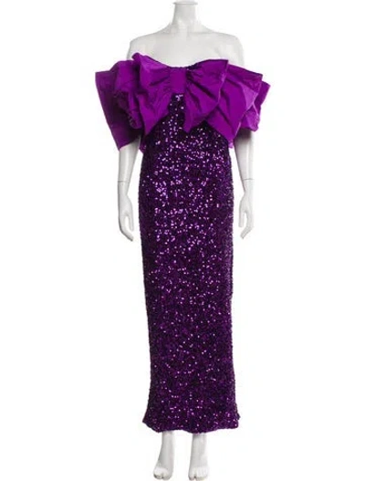 Pre-owned Rotate Birger Christensen Off-the-shoulder Midi Length Dress In Purple