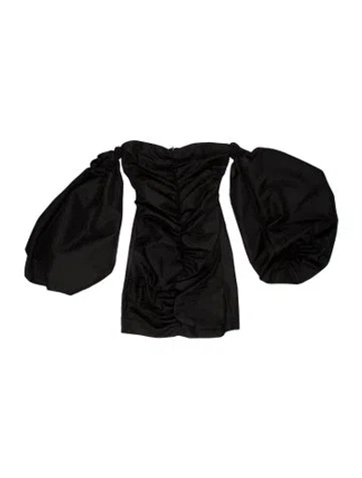 Pre-owned Rotate Birger Christensen Off-the-shoulder Mini Dress In Black