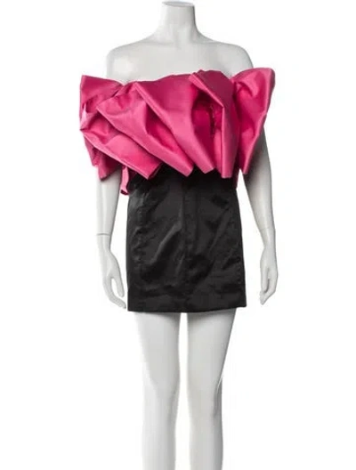 Pre-owned Rotate Birger Christensen Off-the-shoulder Mini Dress In Black