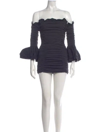 Pre-owned Rotate Birger Christensen Off-the-shoulder Mini Dress In Blue