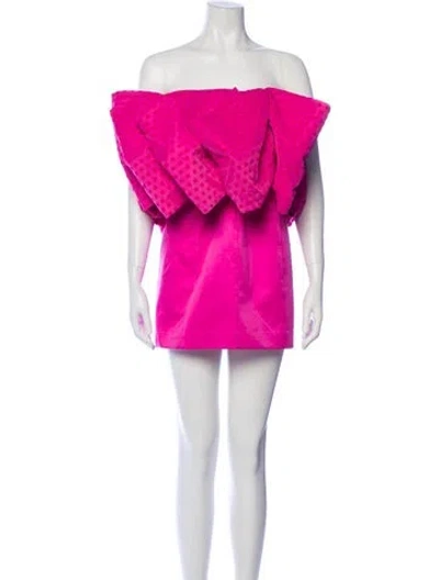 Pre-owned Rotate Birger Christensen Off-the-shoulder Mini Dress In Pink