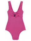 Rotate Birger Christensen Reina Olga Swimsuit Bow Detail In Purple