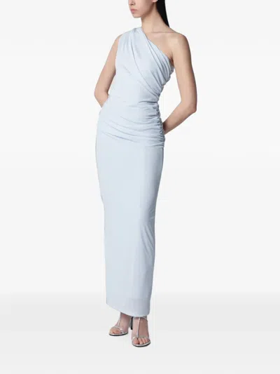 Rotate Birger Christensen Rotate Birgerchristensen Oneshoulder Draped Maxi Dress In Plein Air Blue