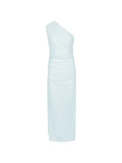 Rotate Birger Christensen Rotate Birgerchristensen Oneshoulder Draped Maxi Dress In Plein Air Blue In Black