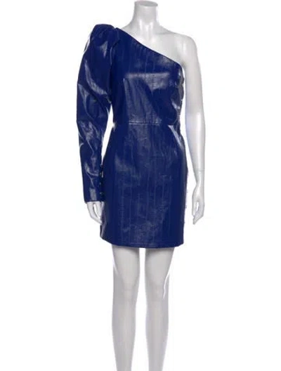 Pre-owned Rotate Birger Christensen One-shoulder Mini Dress In Blue