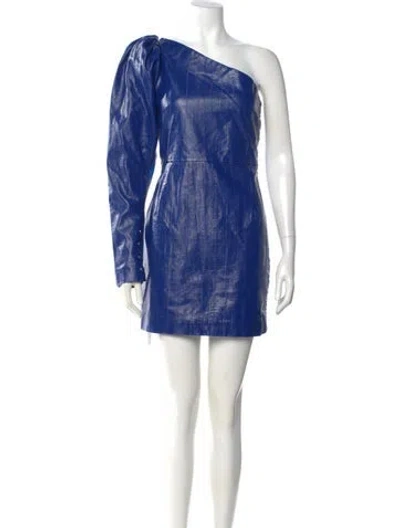 Pre-owned Rotate Birger Christensen One-shoulder Mini Dress In Blue