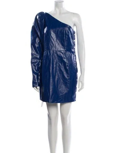 Pre-owned Rotate Birger Christensen One-shoulder Mini Dress In Blue