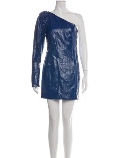 Pre-owned Rotate Birger Christensen One-shoulder Mini Dress In Blue