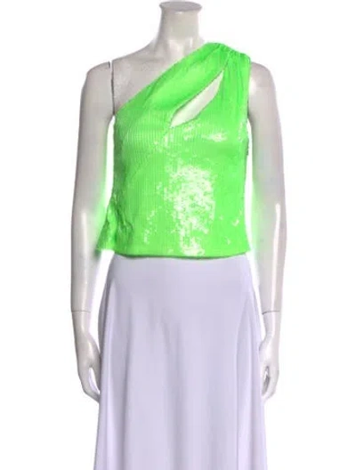 Pre-owned Rotate Birger Christensen One-shoulder Sleeveless Crop Top In Green