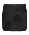 Rotate Birger Christensen Black Mini Skirt With 3d Floral Details Applied All-over In Cotton Woman In Black