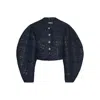 Rotate Birger Christensen Sequin-embellished Puff-sleeve Jacket In Blue