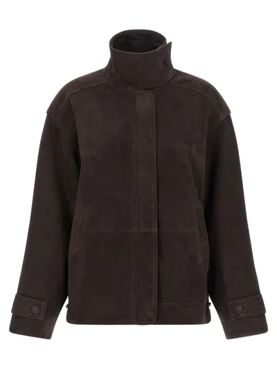 Rotate Birger Christensen Oversize Leather Jacket In Brown