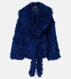 Rotate Birger Christensen Faux-fur Belted Jacket In Blue