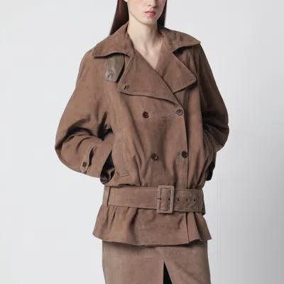 Rotate Birger Christensen Oversized Brown Suede Jacket