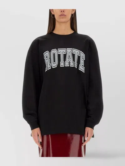 Rotate Birger Christensen Oversized Crew Neck Long Sleeve T-shirt In Black
