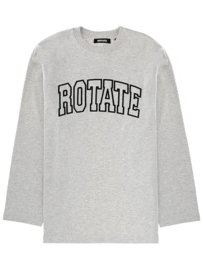Rotate Birger Christensen Oversized Graphic Crewneck Sweatshirt In Gray