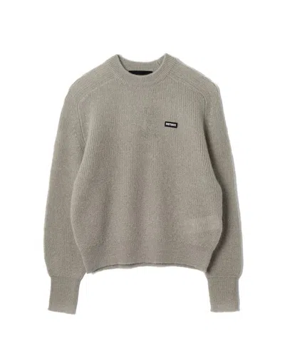 Rotate Birger Christensen Oversized Knit Jumper With Logo Patch In Gray