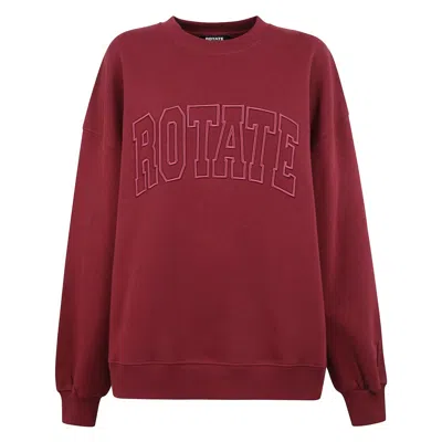Rotate Birger Christensen Oversized Organic Cotton Sweatshirt With Embroidered Logo In Red