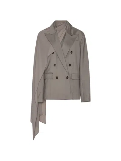 Rotate Birger Christensen Oversized Scarf Blazer In Gray