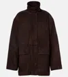 Rotate Birger Christensen Oversized Suede Jacket In Brown