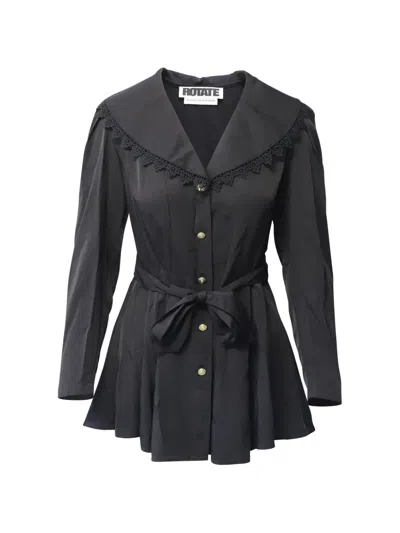 Pre-owned Rotate Birger Christensen Padded-shoulder Mini Dress In Black