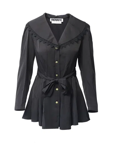 Rotate Birger Christensen Padded-shoulder Mini Dress In Black Rayon