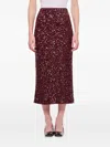 Rotate Birger Christensen Sequined Midi Pencil Skirt In Pink Polyester In Brown