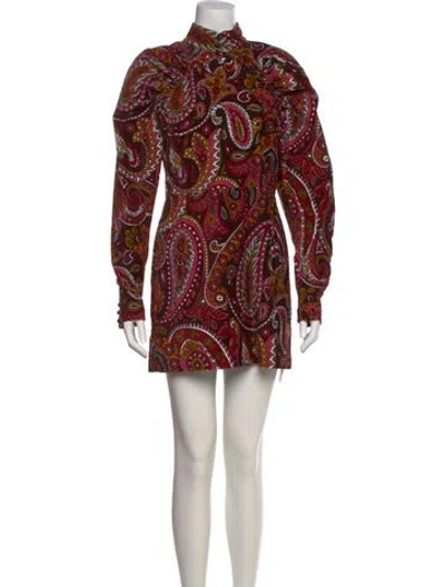 Pre-owned Rotate Birger Christensen Paisley Print Mini Dress In Pink
