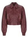 Rotate Birger Christensen Rotate Silk-finish Bomber Jacket With Ribbed Cuffs In Burgundy