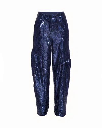 ROTATE BIRGER CHRISTENSEN BLUE CARGO PANTS WITH SEQUINS