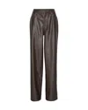 Rotate Birger Christensen Brown Pants With Wide Leg And Woven Texture In Tech Fabric Woman In Brown