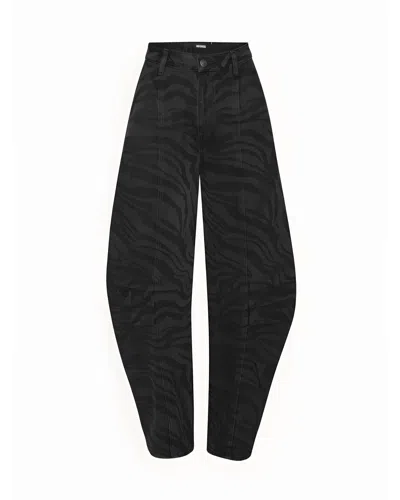Rotate Birger Christensen Womens Black Zebra Twill Barrel-leg Cargo Denim Trousers