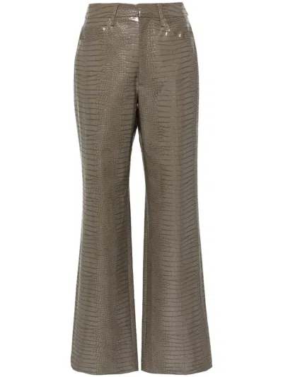 Rotate Birger Christensen Pantaloni Dritti Testurizzati Marroni In Brown