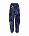 Rotate Birger Christensen Sequinned Cargo Pants In Blue