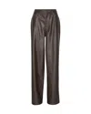 Rotate Birger Christensen Brown Pants With Wide Leg And Woven Texture In Tech Fabric Woman In Brown