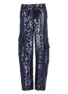 Rotate Birger Christensen Sequinned Cargo Pants In Blue