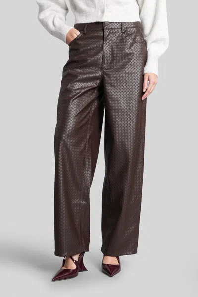 Rotate Birger Christensen Womens Chicory Coffee Dixie Wide-leg Faux-leather Trousers In Brown