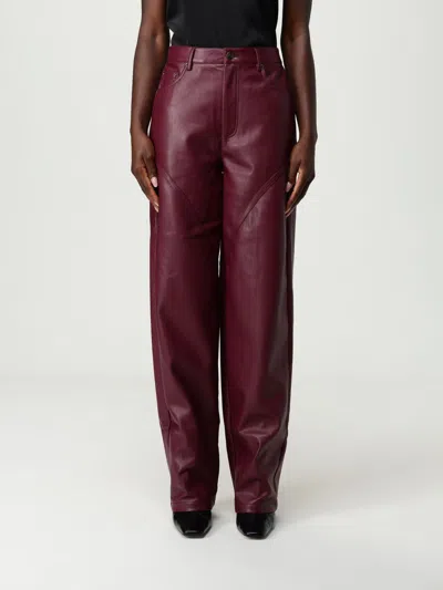 Rotate Birger Christensen Pants Rotate Woman Color Plum In Red