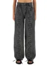 Rotate Birger Christensen Denim Laced Leg Pant In Green