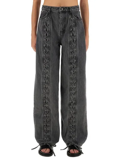 Rotate Birger Christensen Rotate Birgerchristensen Pants With Laces In Gray