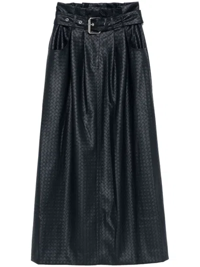 Rotate Birger Christensen Blue Midi Paper Waist Skirt In Navy