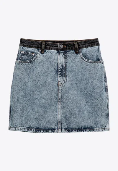 ROTATE BIRGER CHRISTENSEN PATCHWORK DENIM MINI SKIRT
