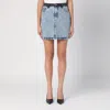 Rotate Birger Christensen Patchwork Mini Skirt In Organic Denim In Blue