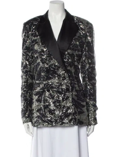 Pre-owned Rotate Birger Christensen Patterned Blazer In Black