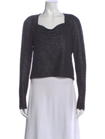 Pre-owned Rotate Birger Christensen Patterned Cowl Neck Top In Gray