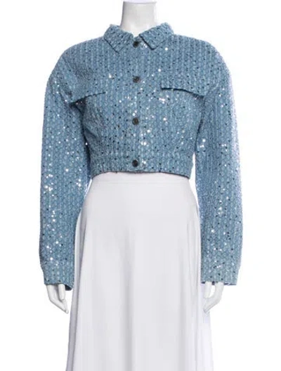 Pre-owned Rotate Birger Christensen Patterned Jacket In Blue
