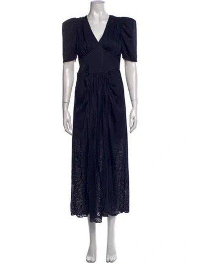 Pre-owned Rotate Birger Christensen Patterned Long Dress In Blue