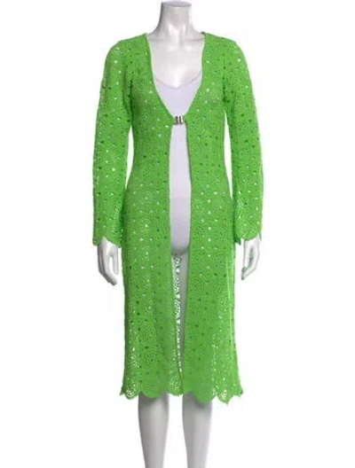 Pre-owned Rotate Birger Christensen Patterned Long Dress In Green