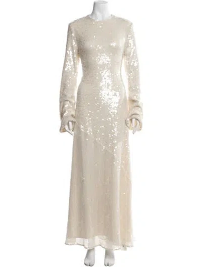 Pre-owned Rotate Birger Christensen Patterned Long Dress In Neutrals