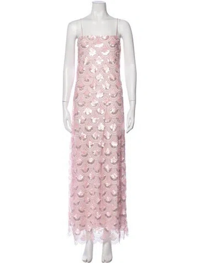Pre-owned Rotate Birger Christensen Patterned Long Dress In Pink